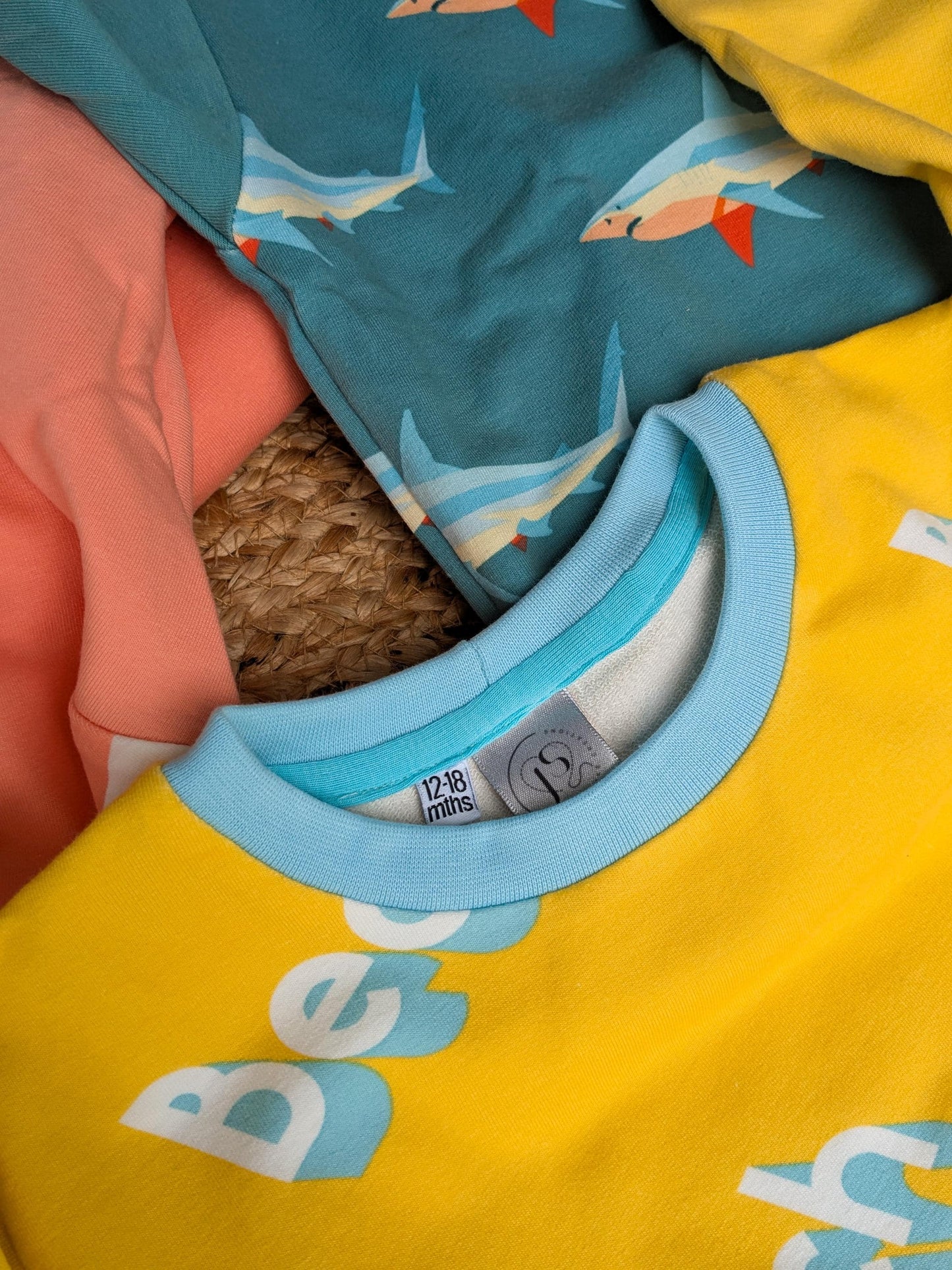 Children's Sweatshirt soft cotton French Terry fabric fun Beach print in bright cheerful colour 0-6yr Kid's-Gift-matching sibling