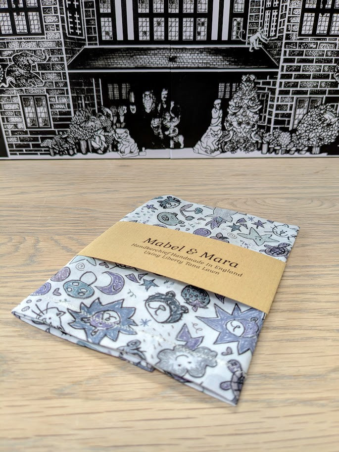 Liberty Tana Lawn Handkerchief Large and Standard Sizes Odette Charcoal