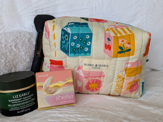 Boxy Quilted Zippered Pouch/Case Freya