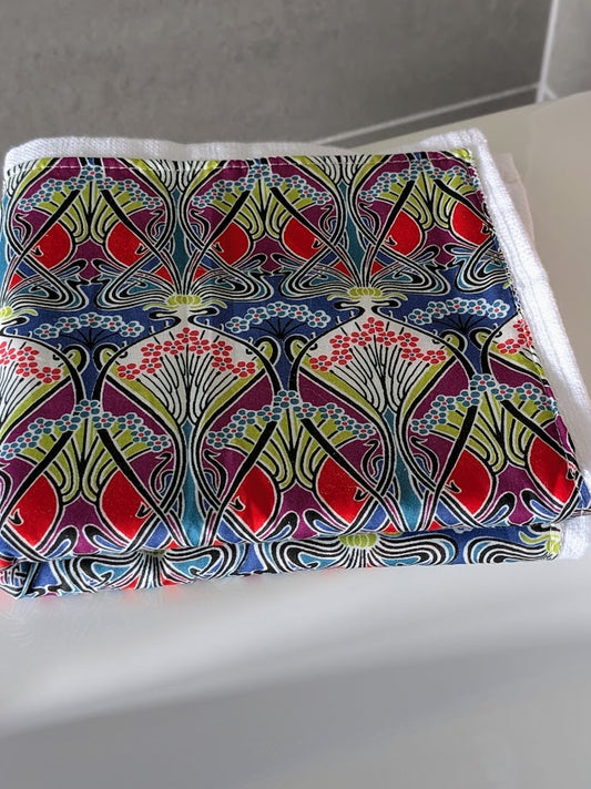 White Cotton Face Cloth backed with Liberty Tana Lawn fabric