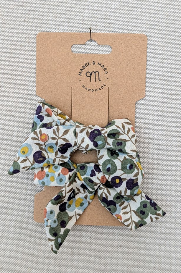 25mm Tied Hair Bows Pair in variety of Liberty Tana Lawn prints on alligator clips