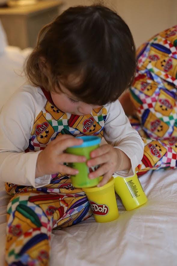 Children's Pyjamas-PJs-top and leggings set 0-6yr Kid's-Children's Gift-matching sibling pyjamas-Fun Play print-Unisex-Baby/Toddler