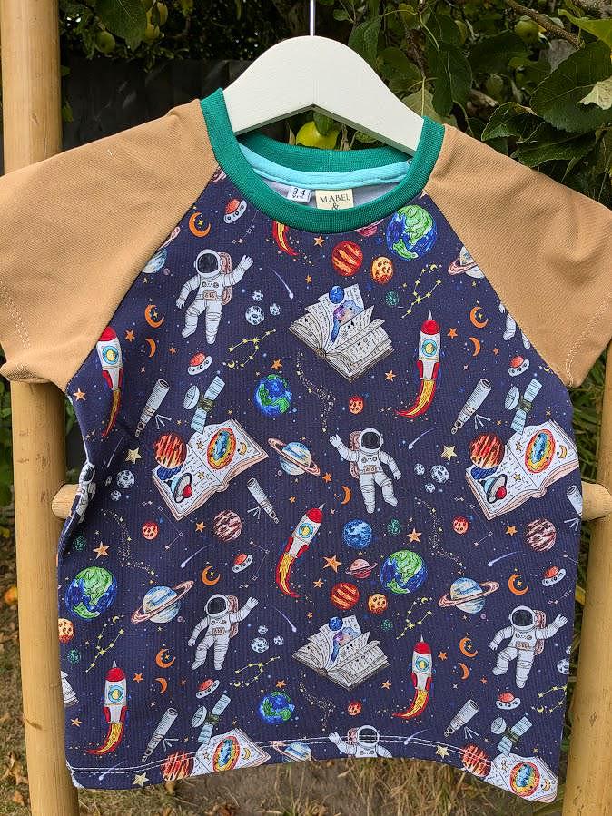 Children's T Shirt Astronaut in Space print 0-6yr Kid's-Children's Gift-matching sibling T Shirts Fun print-Baby/Toddler Space theme