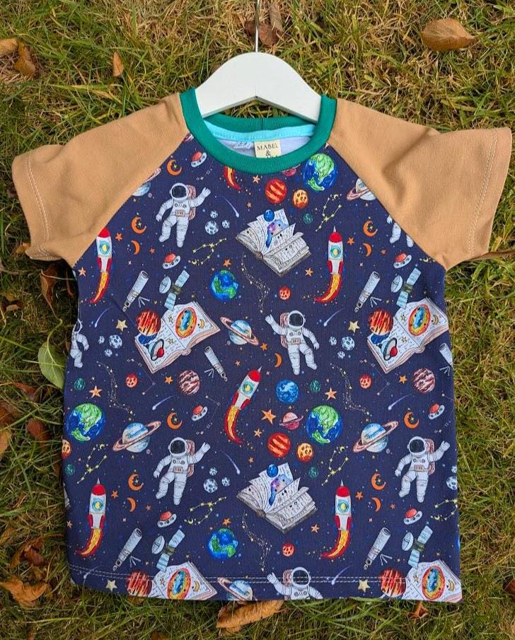 Children's T Shirt Astronaut in Space print 0-6yr Kid's-Children's Gift-matching sibling T Shirts Fun print-Baby/Toddler Space theme