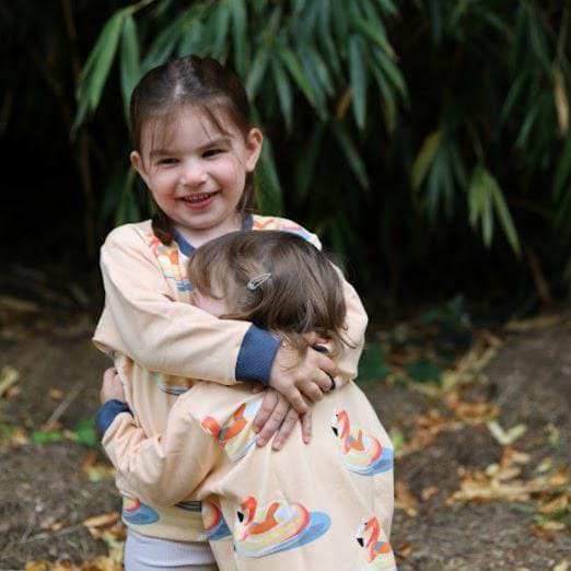 Children's Sweatshirt  soft cotton French Terry fabric fun Beach theme Floating Flamingo print in bright  cheerful colours 0-6yr Kid's-Gift