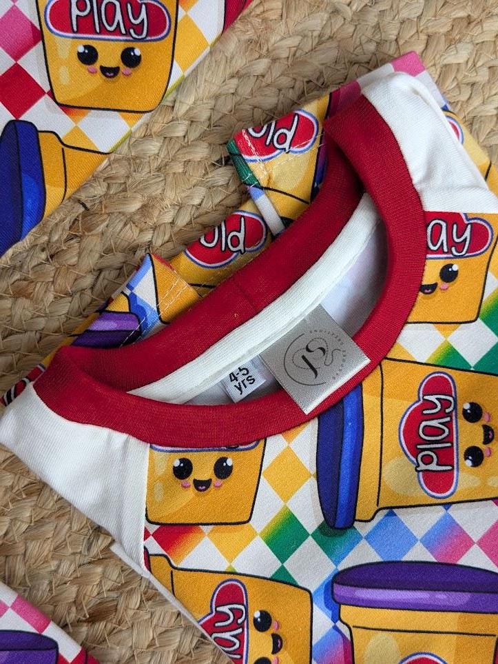 Children's Pyjamas-PJs-top and leggings set 0-6yr Kid's-Children's Gift-matching sibling pyjamas-Fun Play print-Unisex-Baby/Toddler