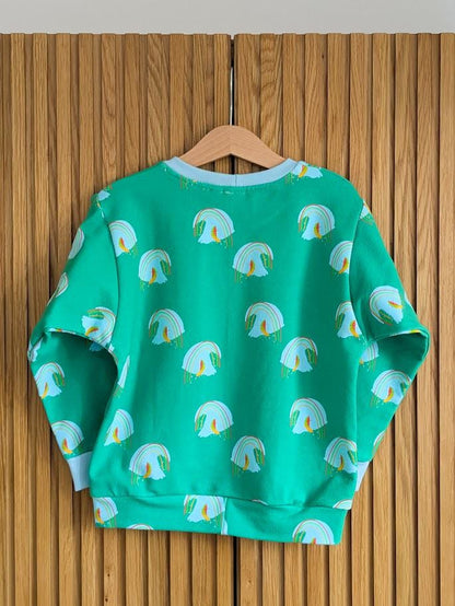Children's Sweatshirt Surfing Watermelons print on green  -0-6 years