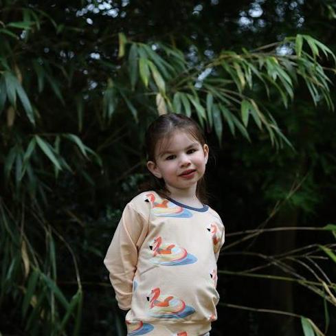 Children's Sweatshirt  soft cotton French Terry fabric fun Beach theme Floating Flamingo print in bright  cheerful colours 0-6yr Kid's-Gift