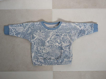 Children's Sweatshirt  soft cotton French Terry fabric In Checked print or Flowers -0-6 years