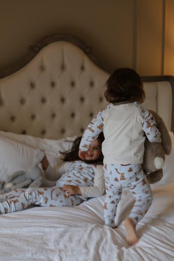 Children's Pyjamas-PJ-Vintage Toys theme-top and leggings set-0-6yr Kid's-matching sibling pyjamas-Baby/Toddler-Unisex Baby Shower Gift