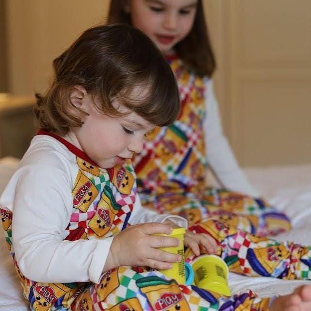 Children's Pyjamas-PJs-top and leggings set 0-6yr Kid's-Children's Gift-matching sibling pyjamas-Fun Play print-Unisex-Baby/Toddler