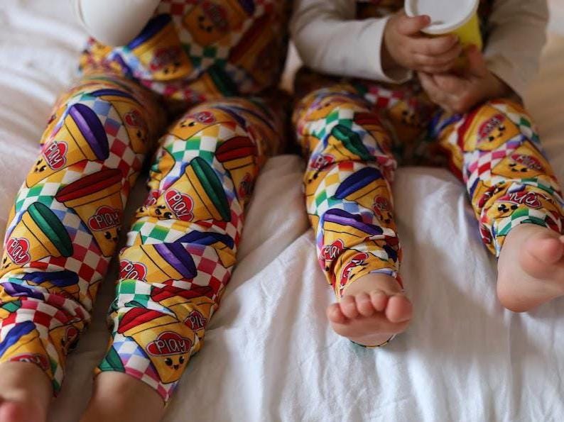 Children's Pyjamas-PJs-top and leggings set 0-6yr Kid's-Children's Gift-matching sibling pyjamas-Fun Play print-Unisex-Baby/Toddler