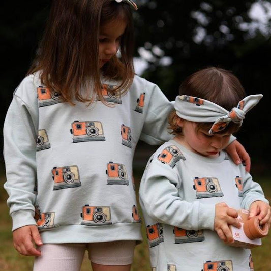 Camera Print Baby & Children's Sweatshirt, Soft Cotton Stretchy Fabric Sizes 0-6yrs Boy's Sweatshirt, Girl's Sweatshirt Cute Gift, Siblings