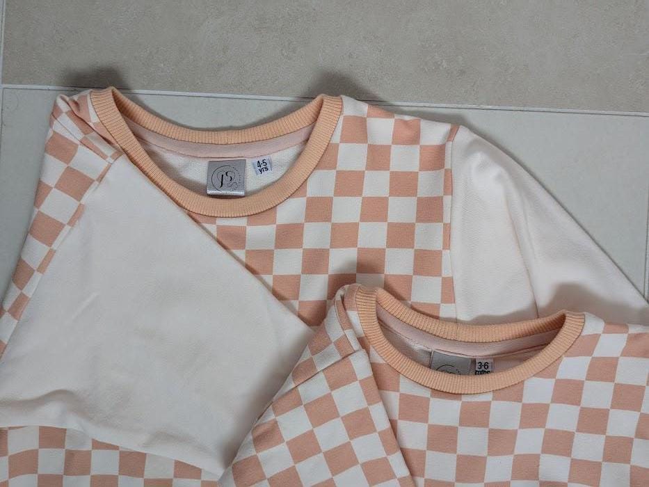 Children's Sweatshirt  soft cotton French Terry fabric In Checked print or Flowers -0-6 years-Kid's-Gift