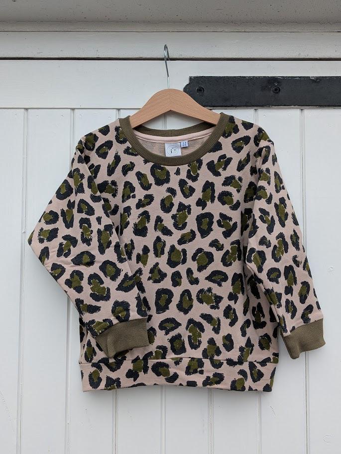 Children's Sweatshirt  soft cotton French Terry fabric in pink animal print Kid's-Gift