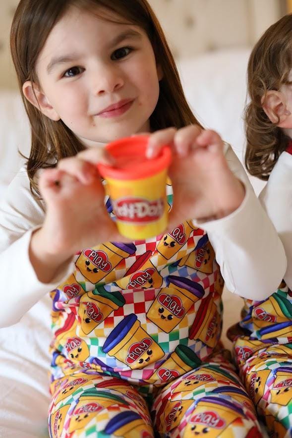 Children's Pyjamas-PJs-top and leggings set 0-6yr Kid's-Children's Gift-matching sibling pyjamas-Fun Play print-Unisex-Baby/Toddler