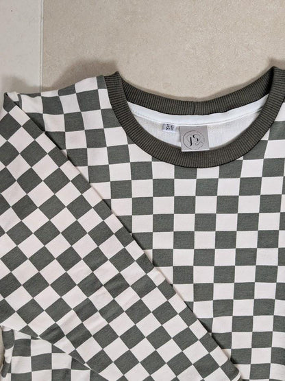 Children's Sweatshirt  soft cotton French Terry fabric In Checked print or Flowers -0-6 years