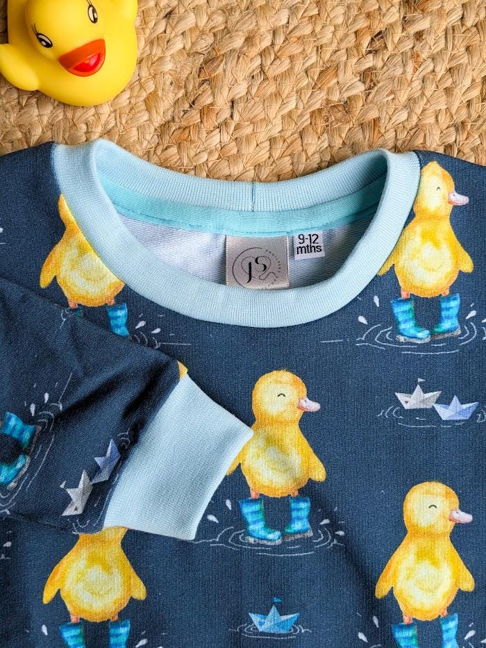 Children's Sweatshirt  soft cotton French Terry fabric with fun Duck theme print in Bright cheerful colours-0-6 years-Kid's-Gift