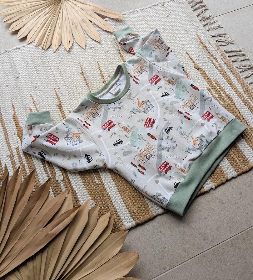 Children's Sweatshirt  soft cotton French Terry fabric In London Theme print -0-6 years-Kid's-Gift