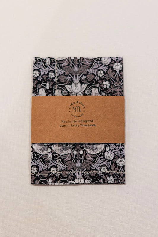 Handkerchief Liberty Tana Lawn -Strawberry Thief Black Metallic
