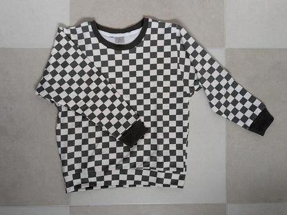 Children's Sweatshirt  soft cotton French Terry fabric In Checked print or Flowers -0-6 years