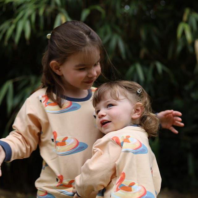 Children's Sweatshirt  soft cotton French Terry fabric fun Beach theme Floating Flamingo print in bright  cheerful colours 0-6yr Kid's-Gift