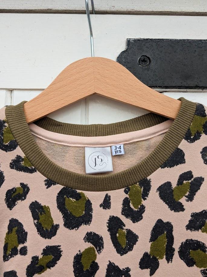 Children's Sweatshirt  soft cotton French Terry fabric in pink animal print Kid's-Gift