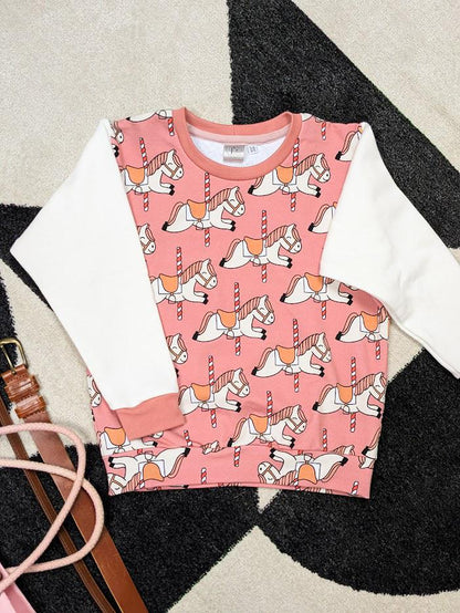 Children's Sweatshirt  Tigers or Carousel print -0-6 years