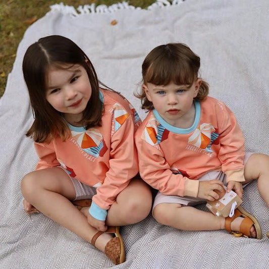 Children's Sweatshirt  soft cotton French Terry fabric fun Beach theme Favorite Place print in bright  cheerful colours 0-6yr Kid's-Gift