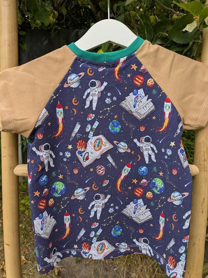 Children's T Shirt Astronaut in Space print 0-6yr Kid's-Children's Gift-matching sibling T Shirts Fun print-Baby/Toddler Space theme