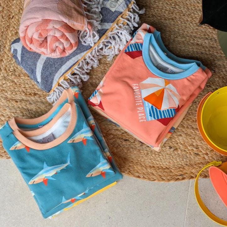 Children's Sweatshirt  soft cotton French Terry fabric fun Beach theme Favorite Place print in bright  cheerful colours 0-6yr Kid's-Gift