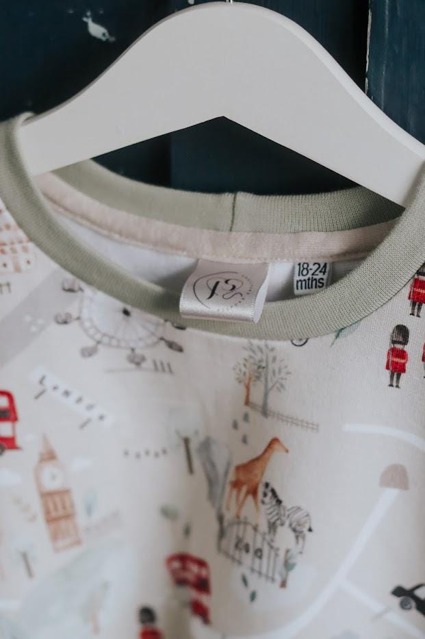 Children's Sweatshirt  soft cotton French Terry fabric In London Theme print -0-6 years-Kid's-Gift