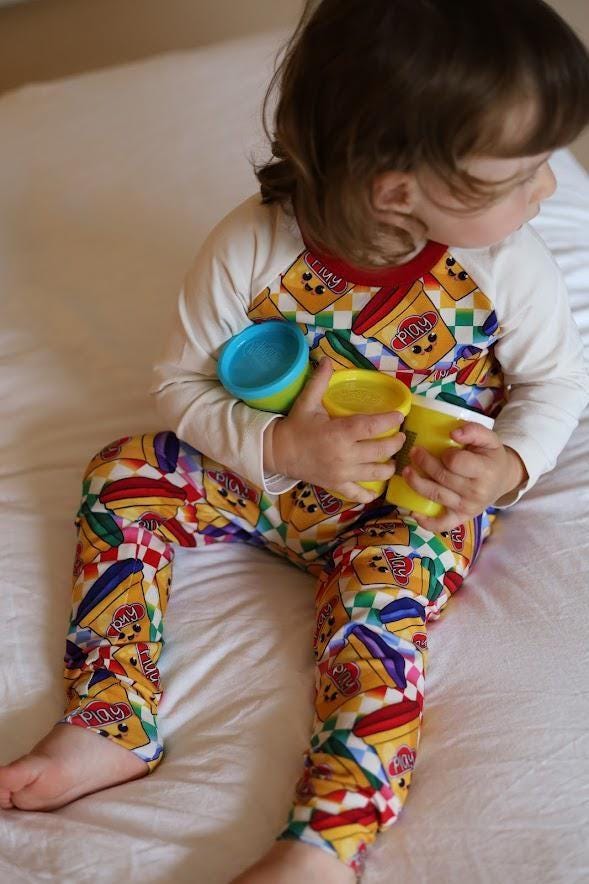 Children's Pyjamas-PJs-top and leggings set 0-6yr Kid's-Children's Gift-matching sibling pyjamas-Fun Play print-Unisex-Baby/Toddler