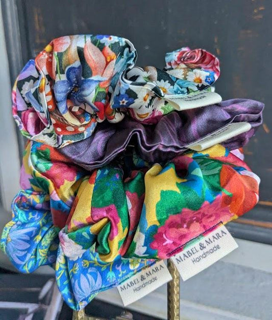 Hair Scrunchies Liberty Silk in variety of fabric choices