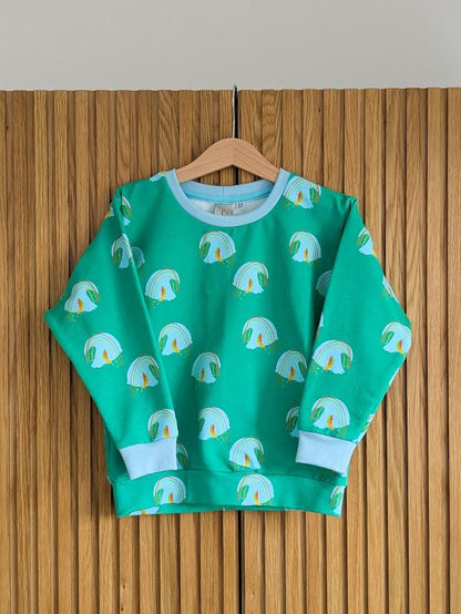 Children's Sweatshirt Surfing Watermelons print on green  -0-6 years