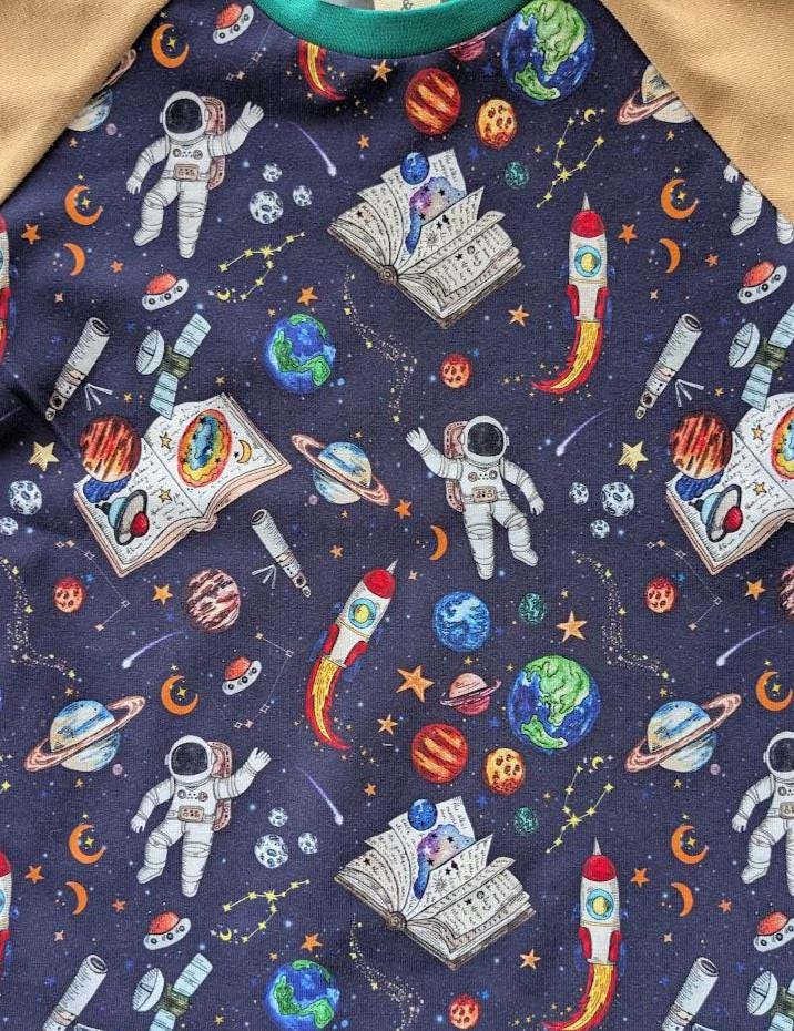 Children's T Shirt Astronaut in Space print 0-6yr Kid's-Children's Gift-matching sibling T Shirts Fun print-Baby/Toddler Space theme