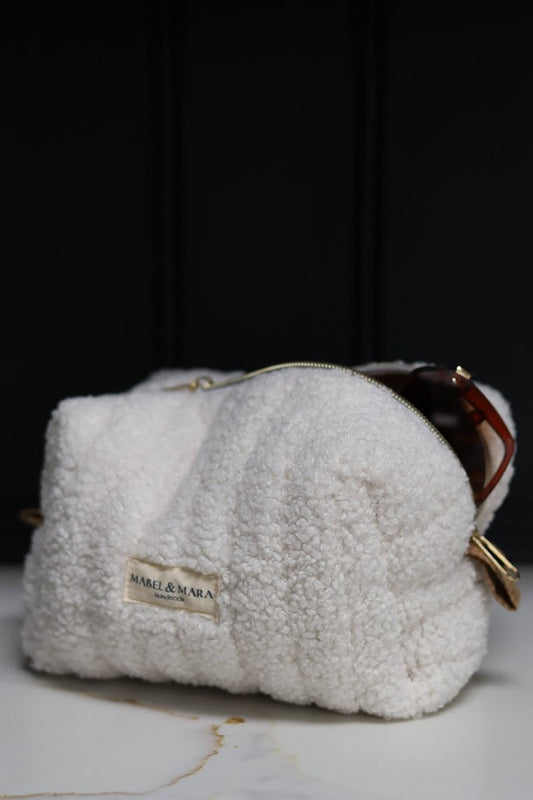 Boxy Quilted Zippered Pouch/Case Teddy Fleece