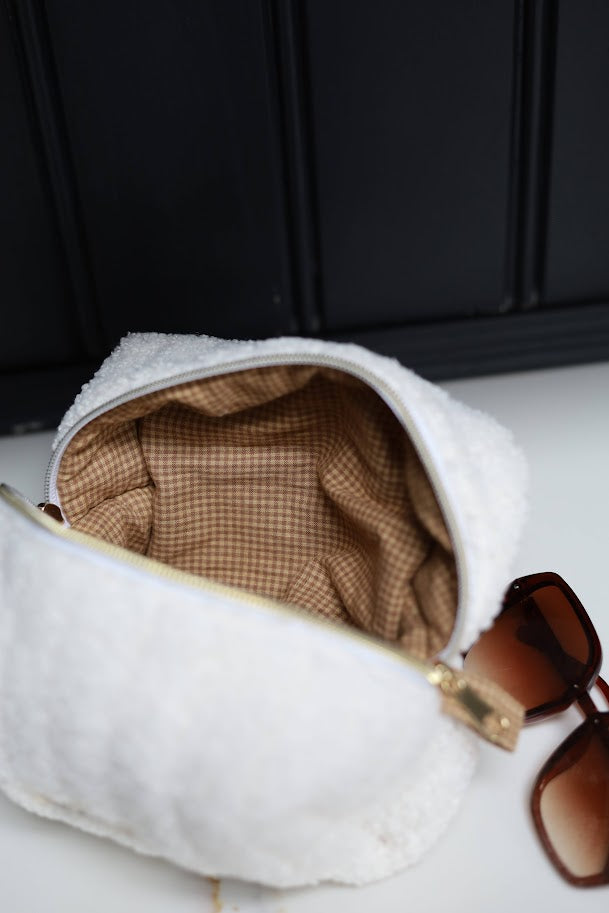 Boxy Quilted Zippered Pouch/Case Teddy Fleece