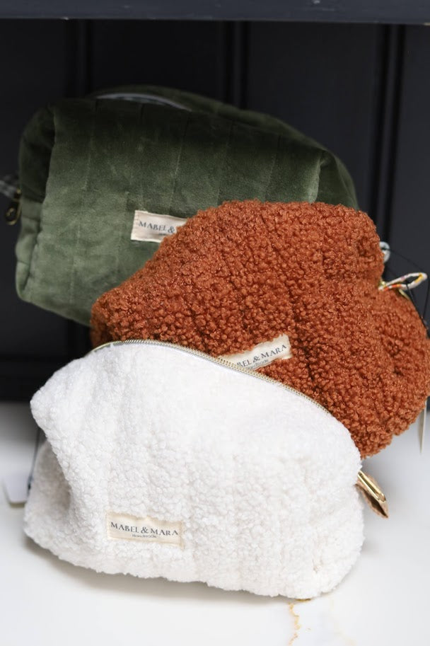 Boxy Quilted Zippered Pouch/Case Teddy Fleece