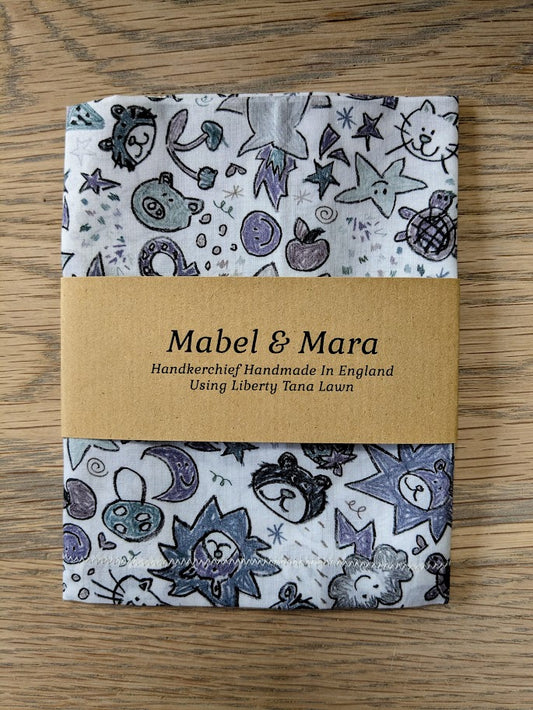 Liberty Tana Lawn Handkerchief Large and Standard Sizes Odette Charcoal