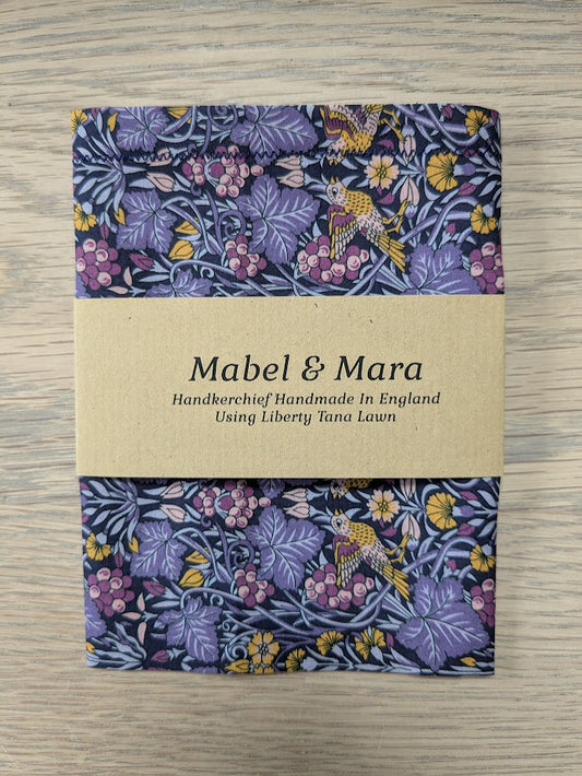 Liberty Tana Lawn Handkerchief Standard Size Vine Thief Purple