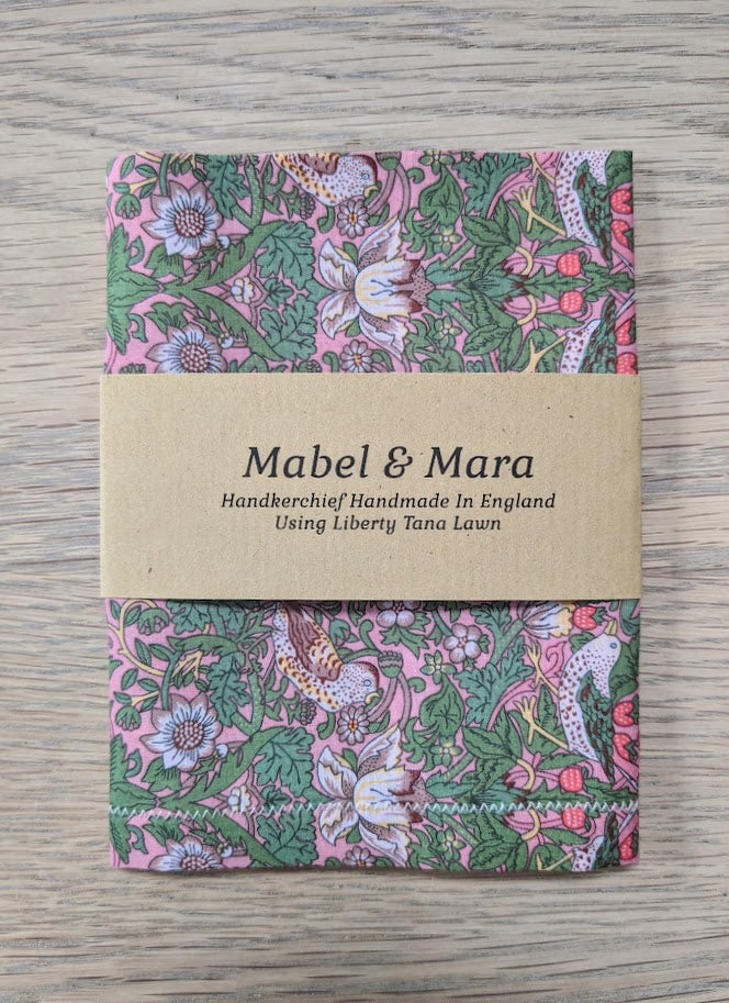 Liberty Tana Lawn Handkerchief Standard Size Strawberry Thief Green