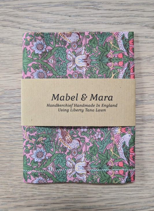 Liberty Tana Lawn Handkerchief Standard Size Strawberry Thief Green