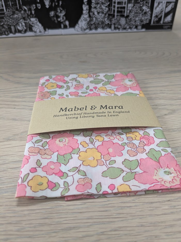 Liberty Tana Lawn Handkerchief Betsy Pink and Gold