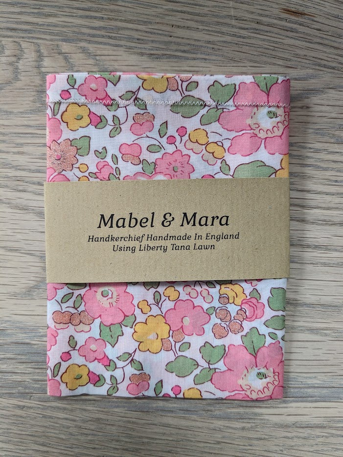 Liberty Tana Lawn Handkerchief Standard Size Betsy Pink and Gold