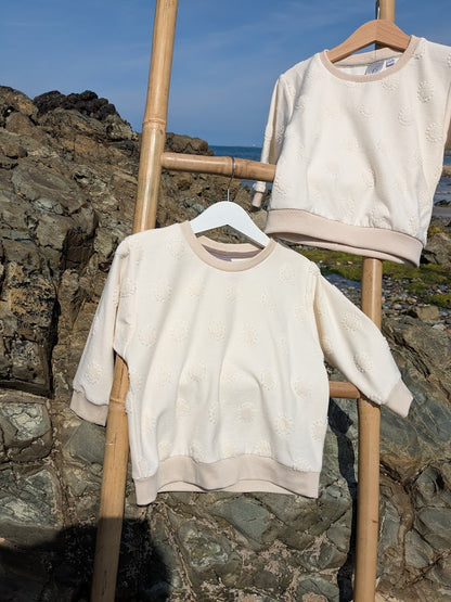 Children's Sweatshirt  Cream Textured Spot 0-6yr
