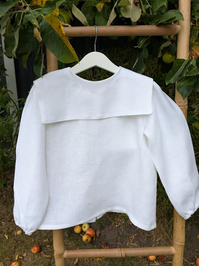 White Linen Sailor Collar Blouse Boys/Girls