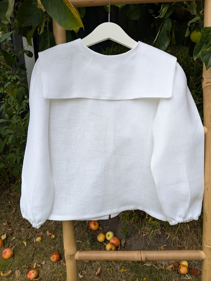 White Linen Sailor Collar Blouse Boys/Girls