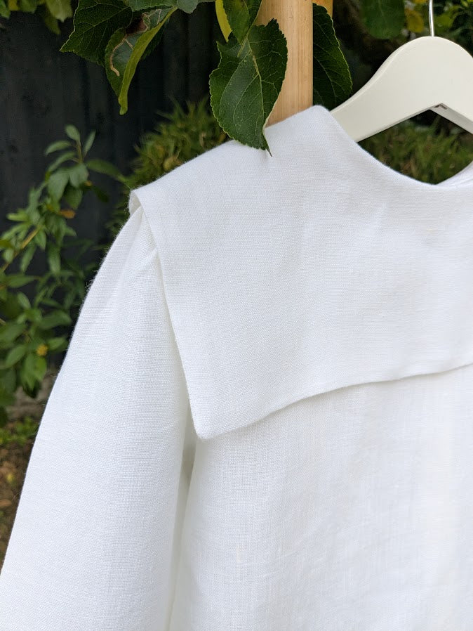 White Linen Sailor Collar Blouse Boys/Girls