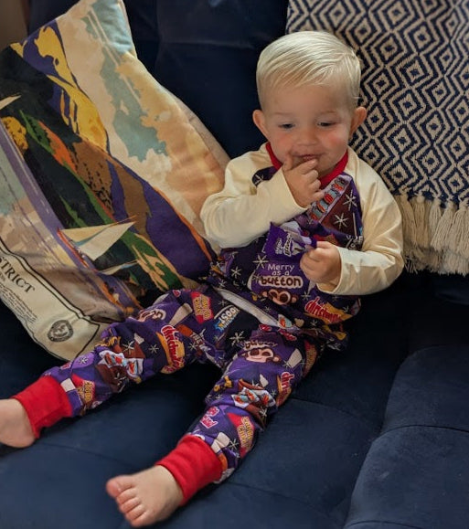 Children's Pyjamas-PJs-top and leggings set 0-6yr Kid's-Children's Gift-matching sibling pyjamas-Christmas Chocs Print-Unisex-Baby/Toddler